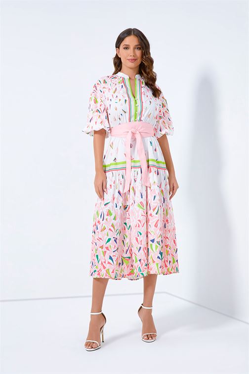 Mixed Print Midi Length Dress - Femi9 EG