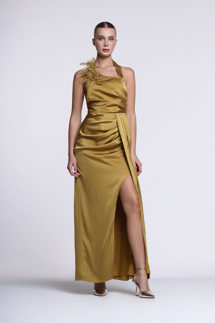 Embellished Satin Dress - Femi9 EG