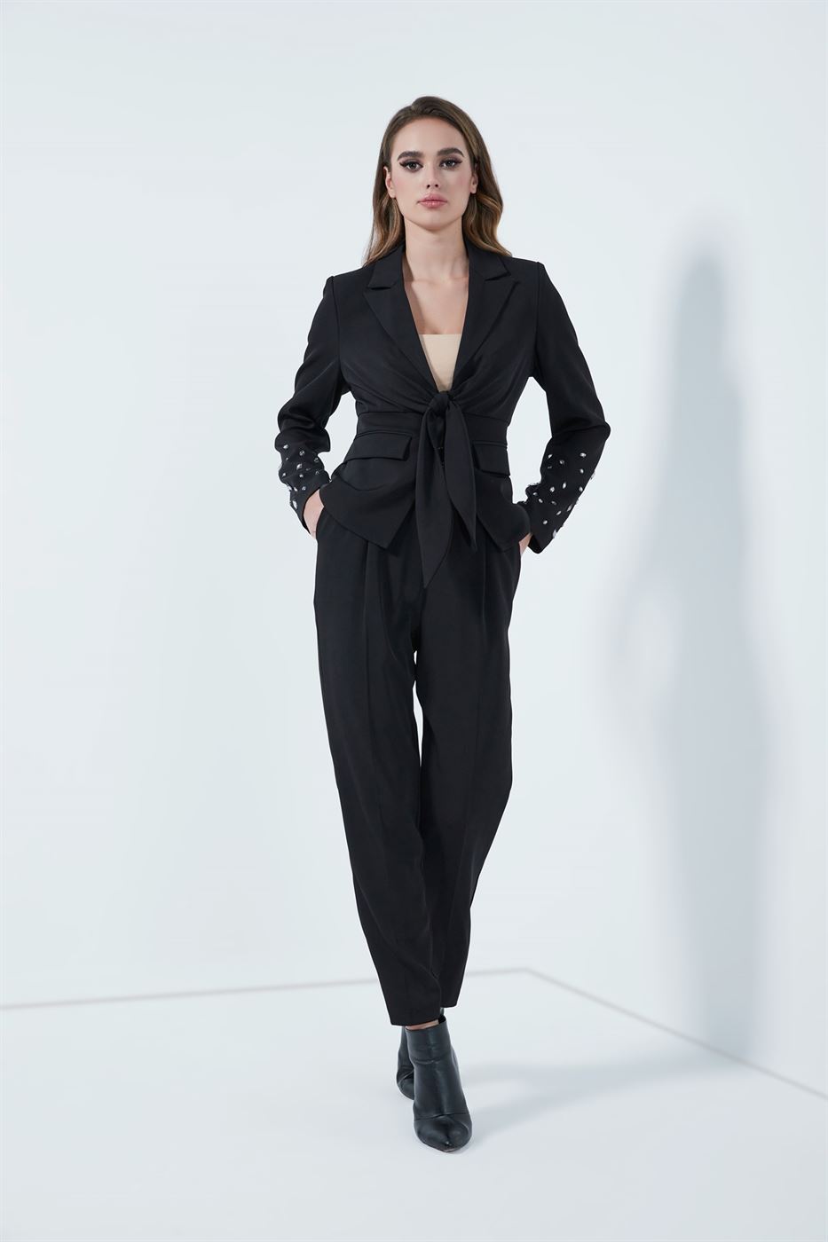 Pants With Ctystal Buckle - Femi9 EG
