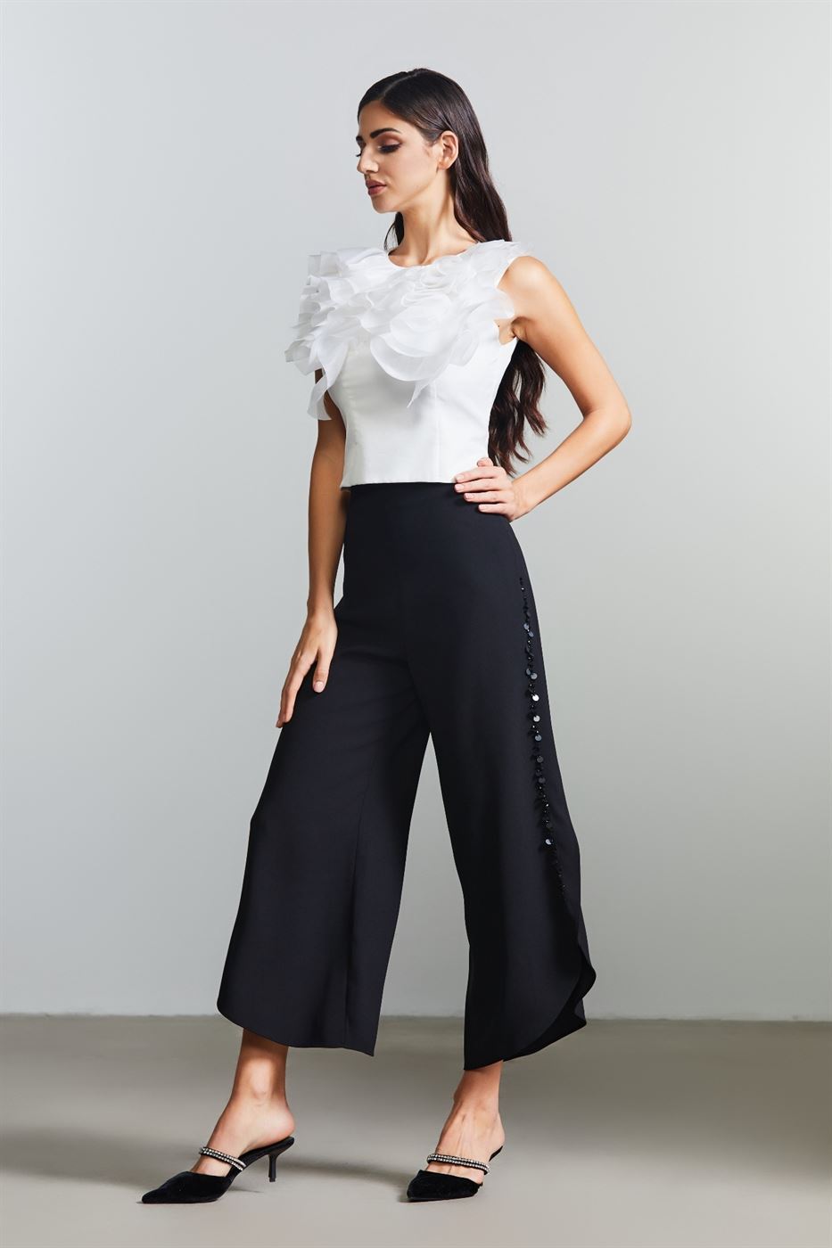 Draped Embellished Culottes - Femi9 EG