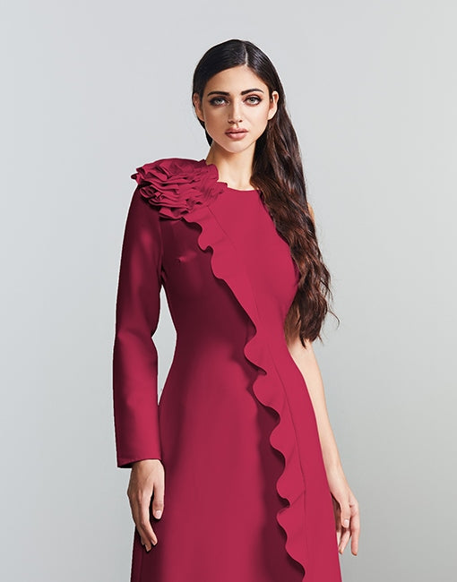Single Sleeve Crepe Dress - Femi9 EG