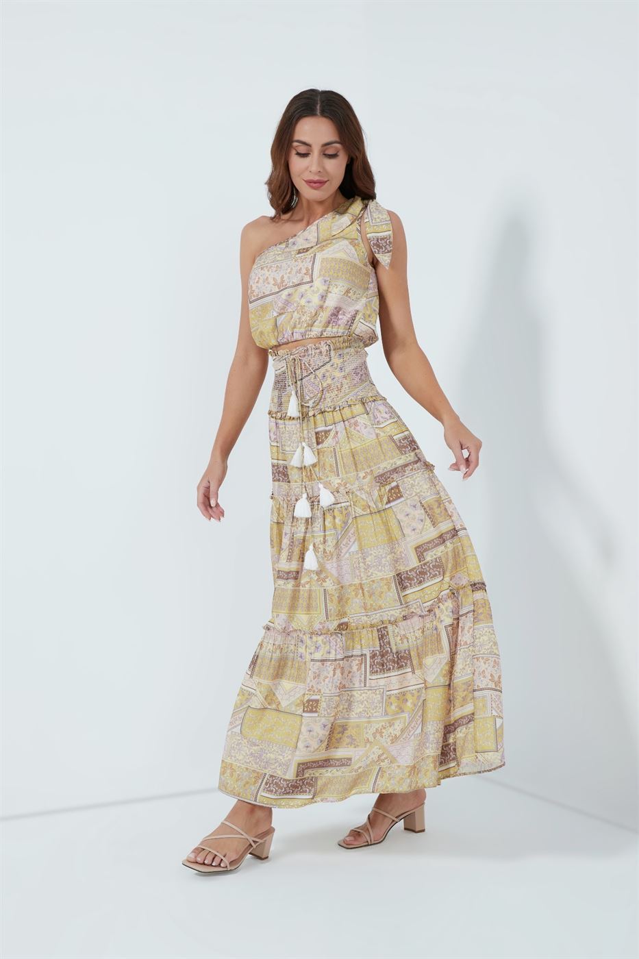 Tie Shoulder Printed Top - Femi9 EG