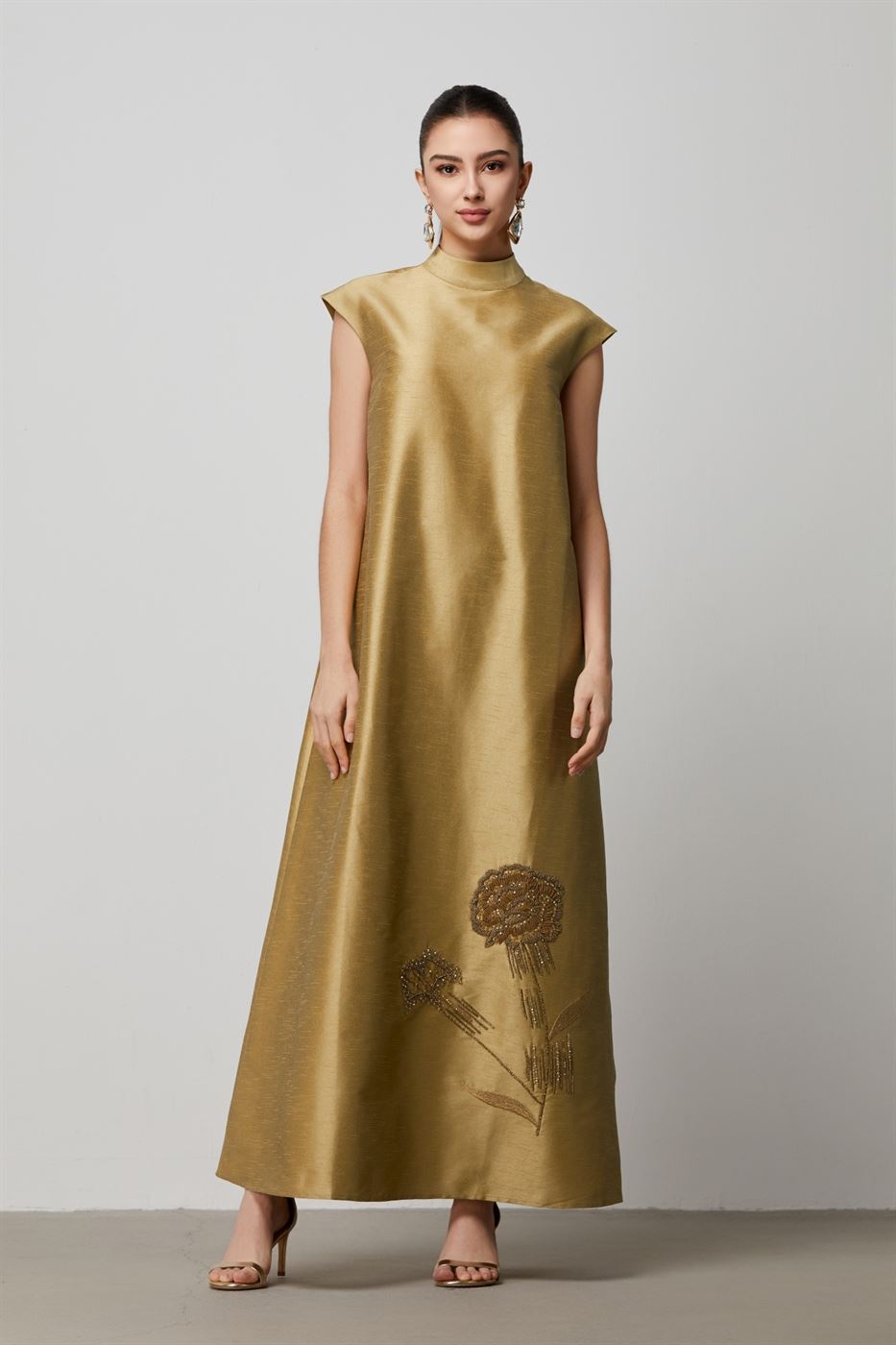 Embordered Golden Kaftan - Femi9 EG