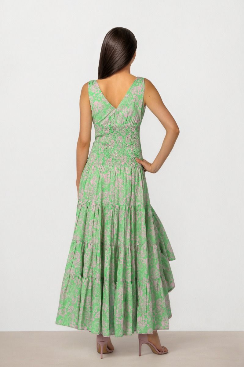 Smocked Print Dress