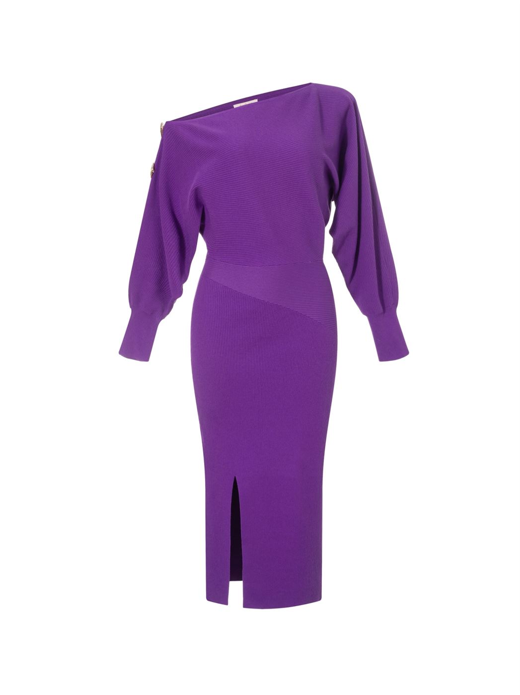 Open Shoulder Ribbed Dress - Femi9 EG