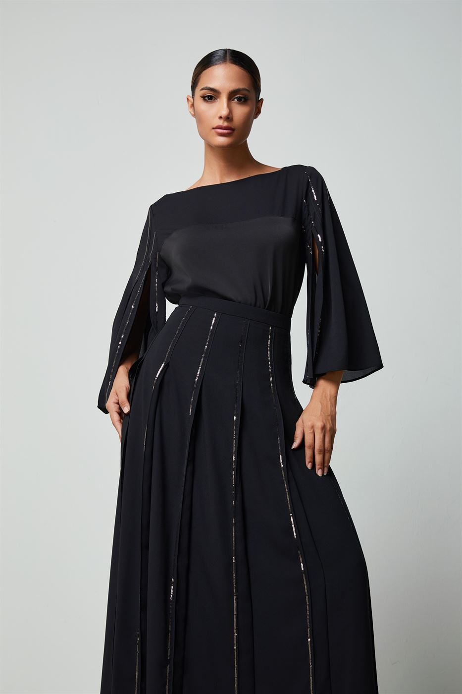 Embellished Chiffon Sleeves Top - Femi9 EG