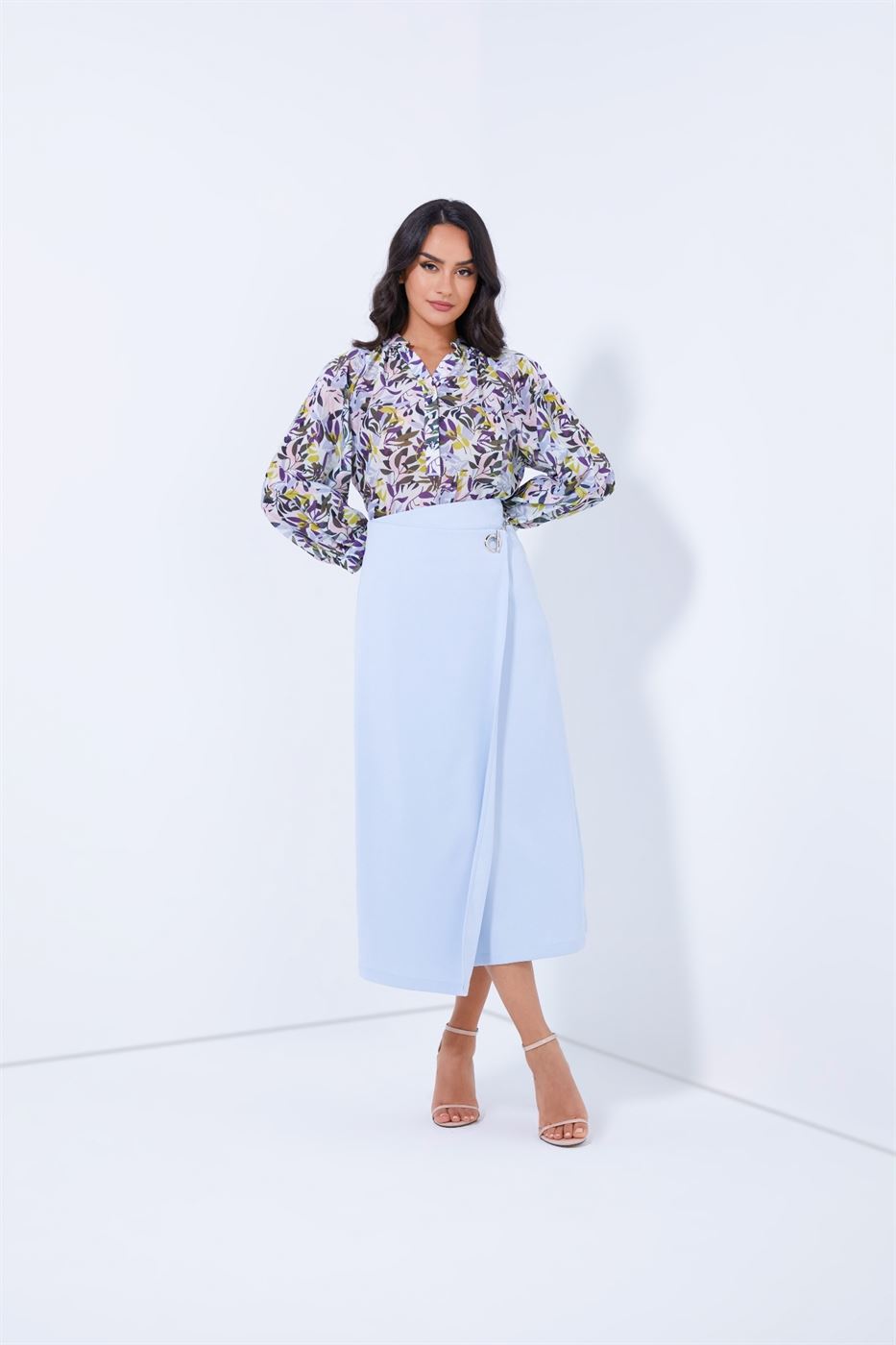 Printed Long Sleeve Blouse - Femi9 EG