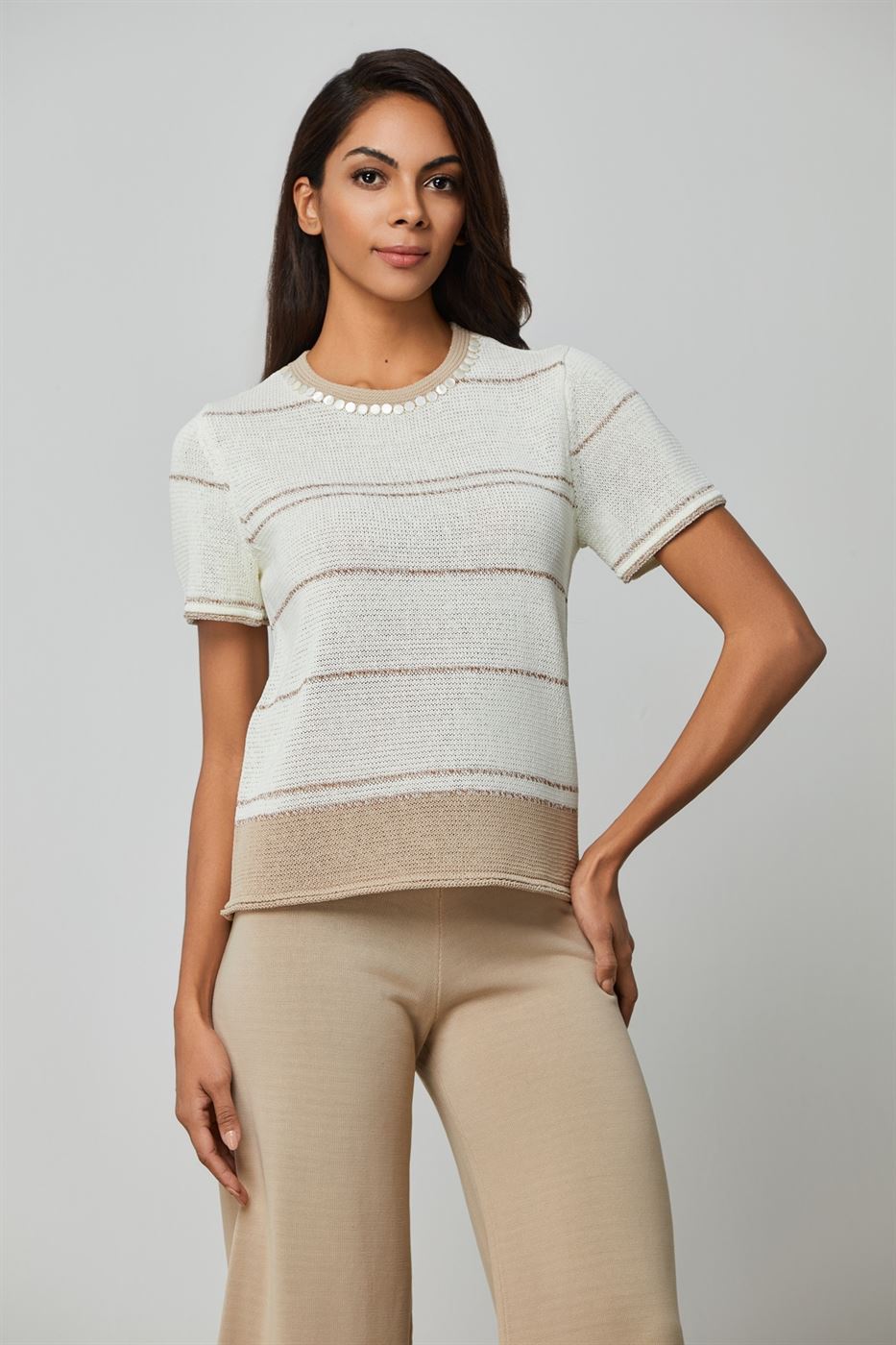 Embellished  Stripe Top - Femi9 EG