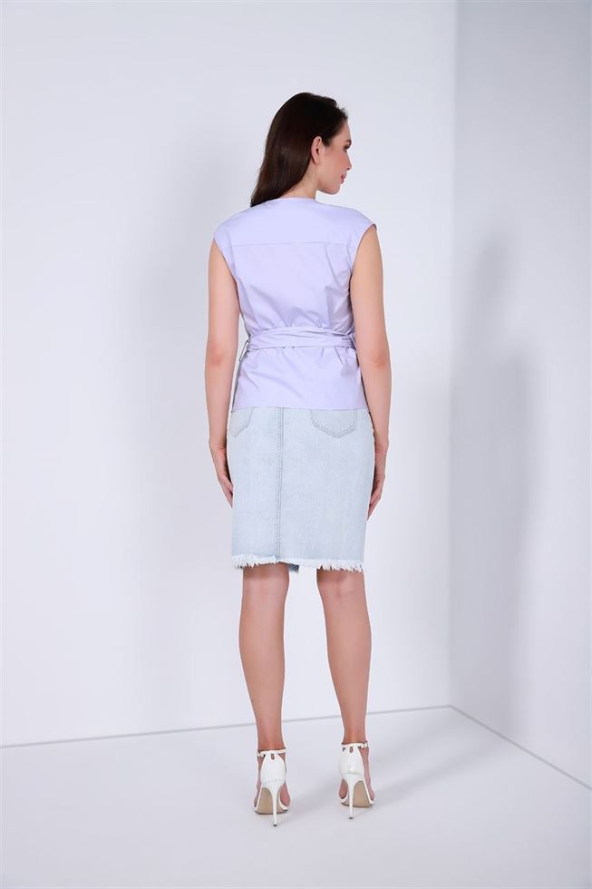 High Waisted Denim Skirt - Femi9 EG