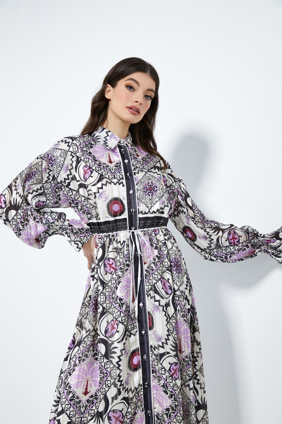 Printed Long Sleeve Dress - Femi9 EG