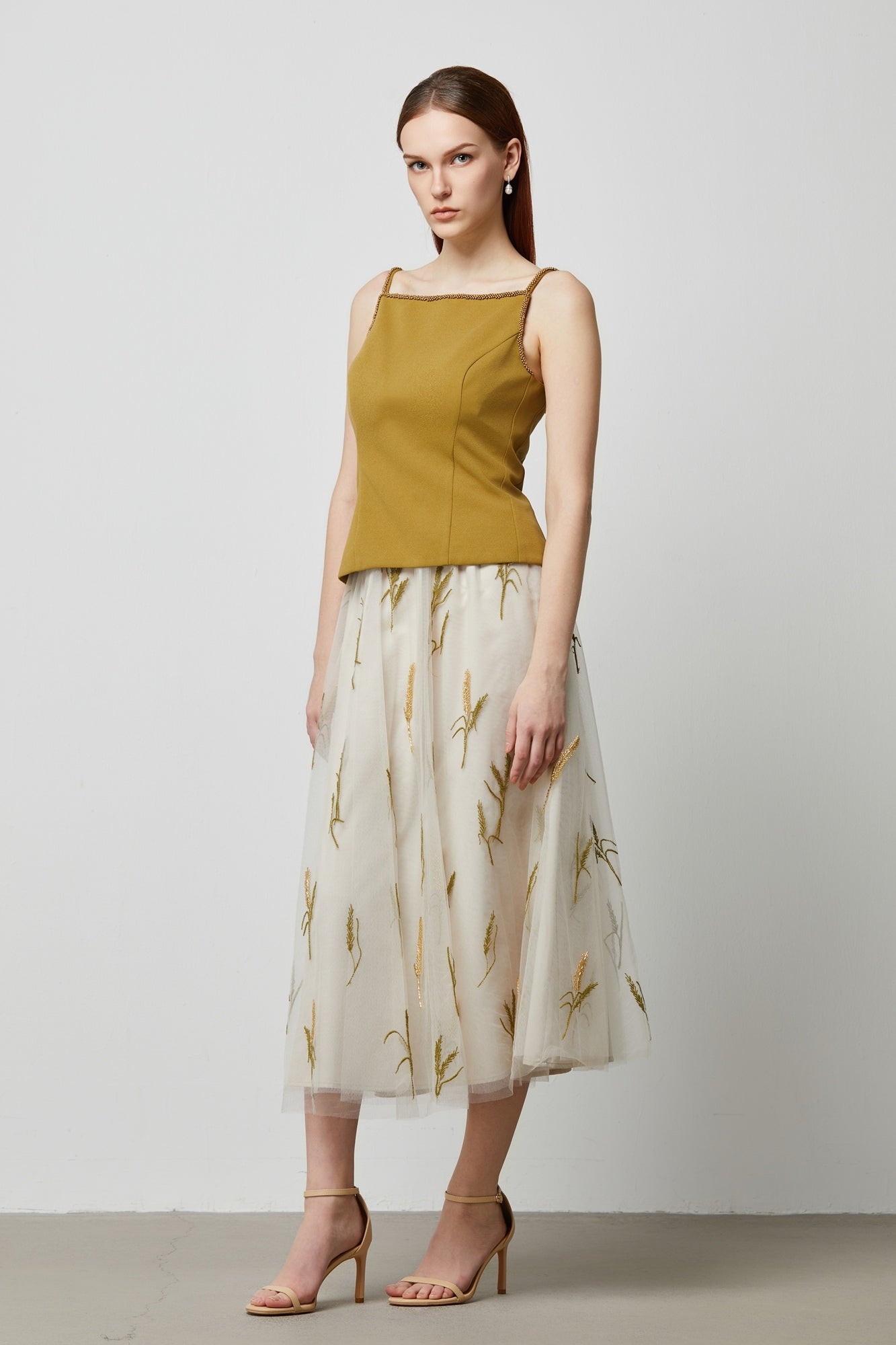 Feather Embellished A Line Skirt - Femi9 EG