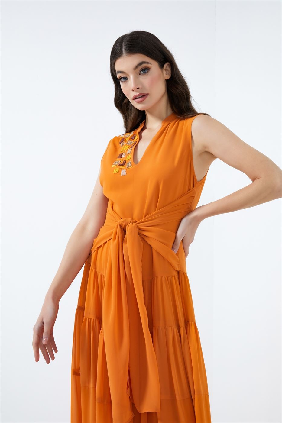 Ankle Length Tiered Printed Dress - Femi9 EG