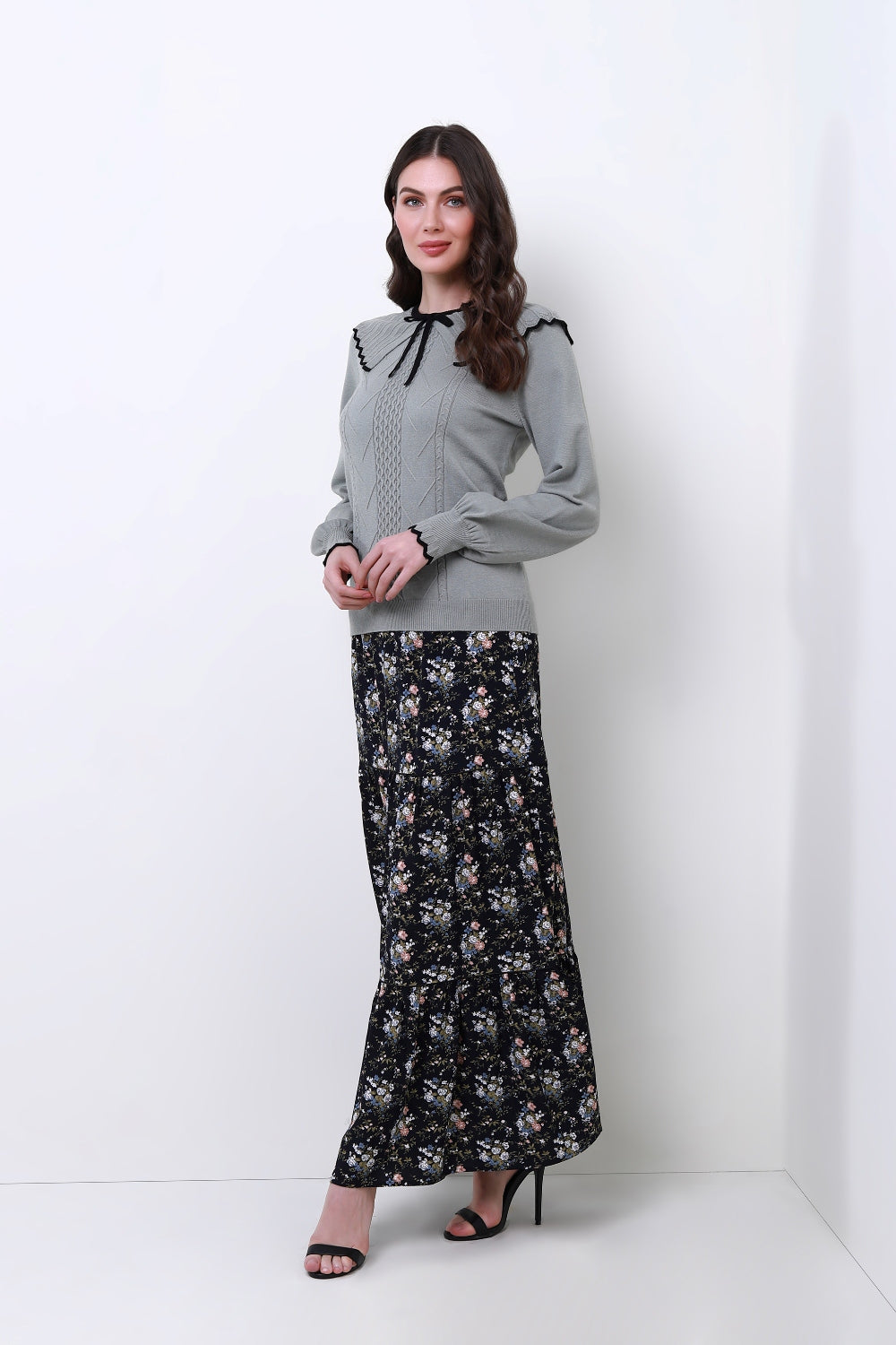 Skirt Navy With Mix Printed - Femi9 EG
