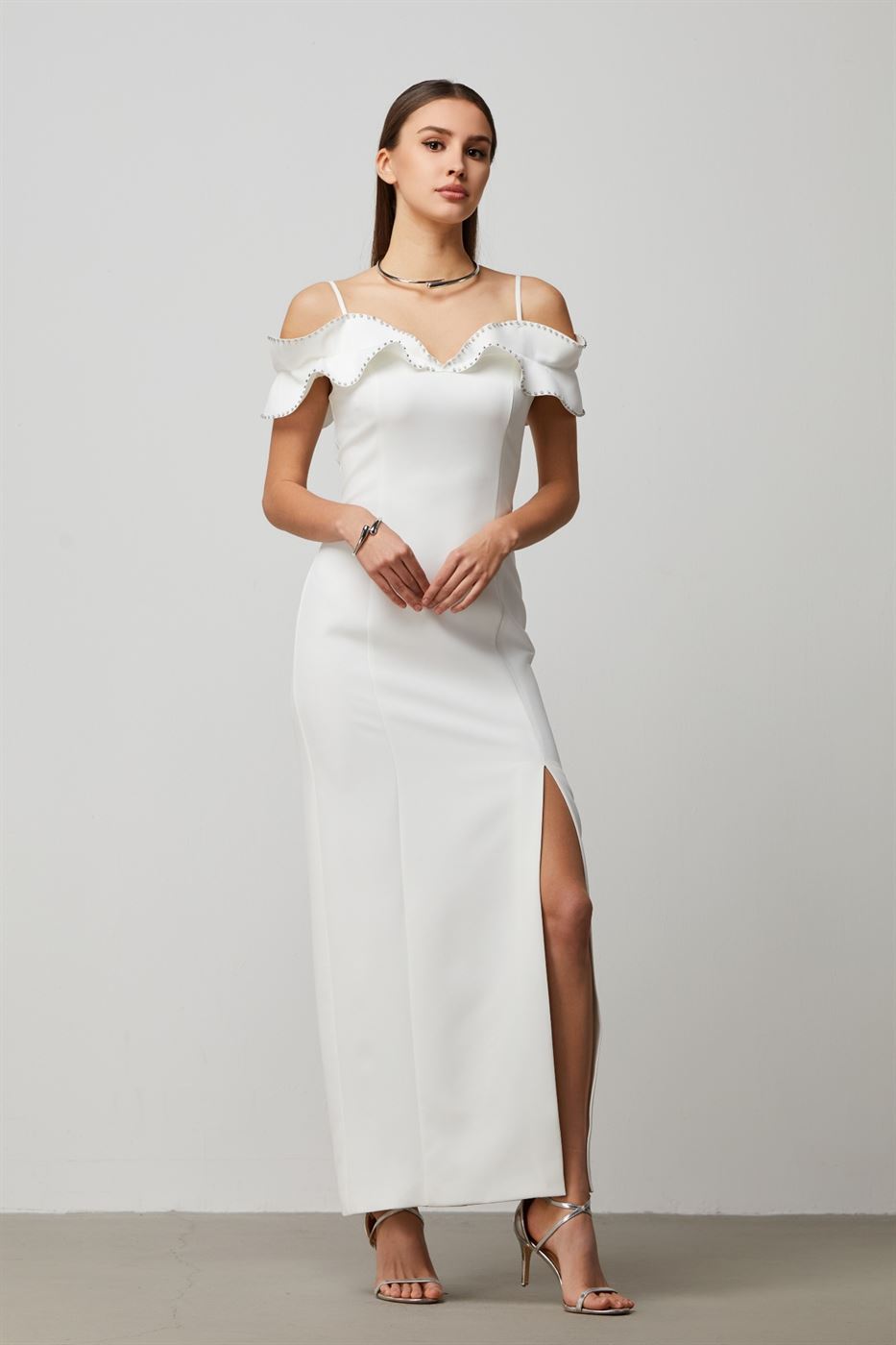 Ruffled Crepe Dress - Femi9 EG