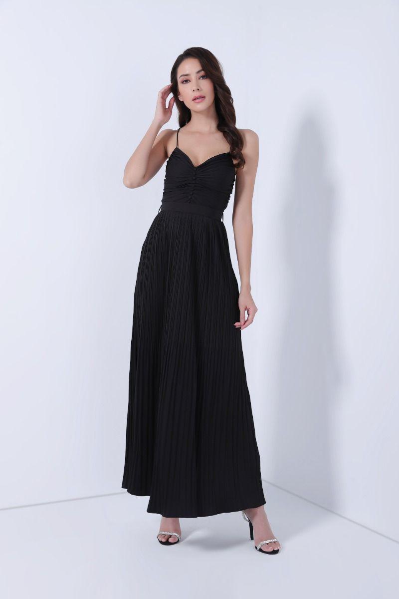Pleated Full Length Dress - Femi9 EG