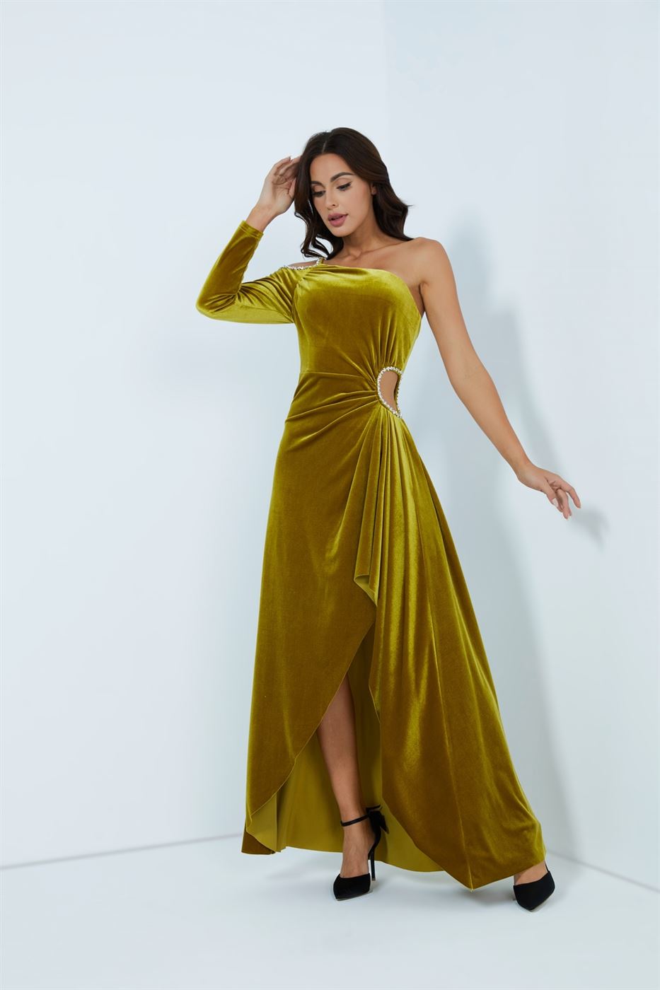 Asymmetric Velvet Dress - Femi9 EG