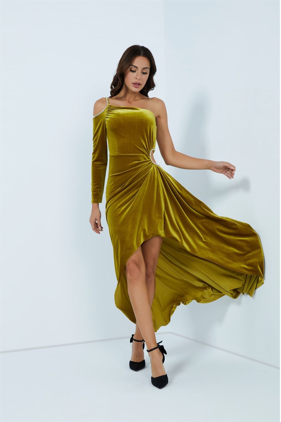 Asymmetric Velvet Dress - Femi9 EG