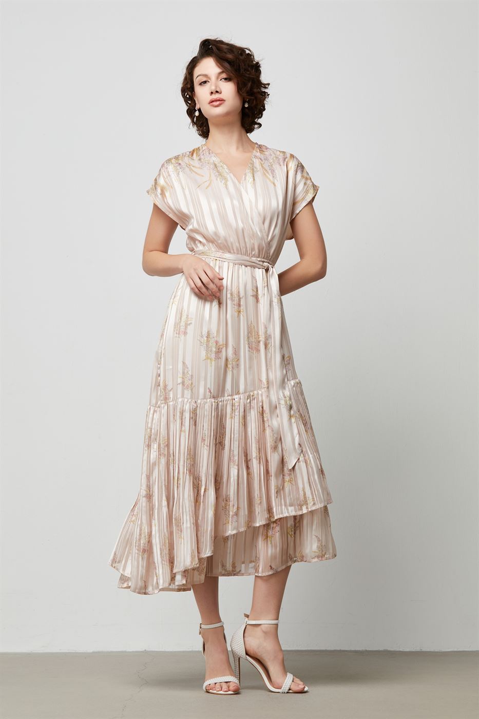 Pleated Satin Dress - Femi9 EG