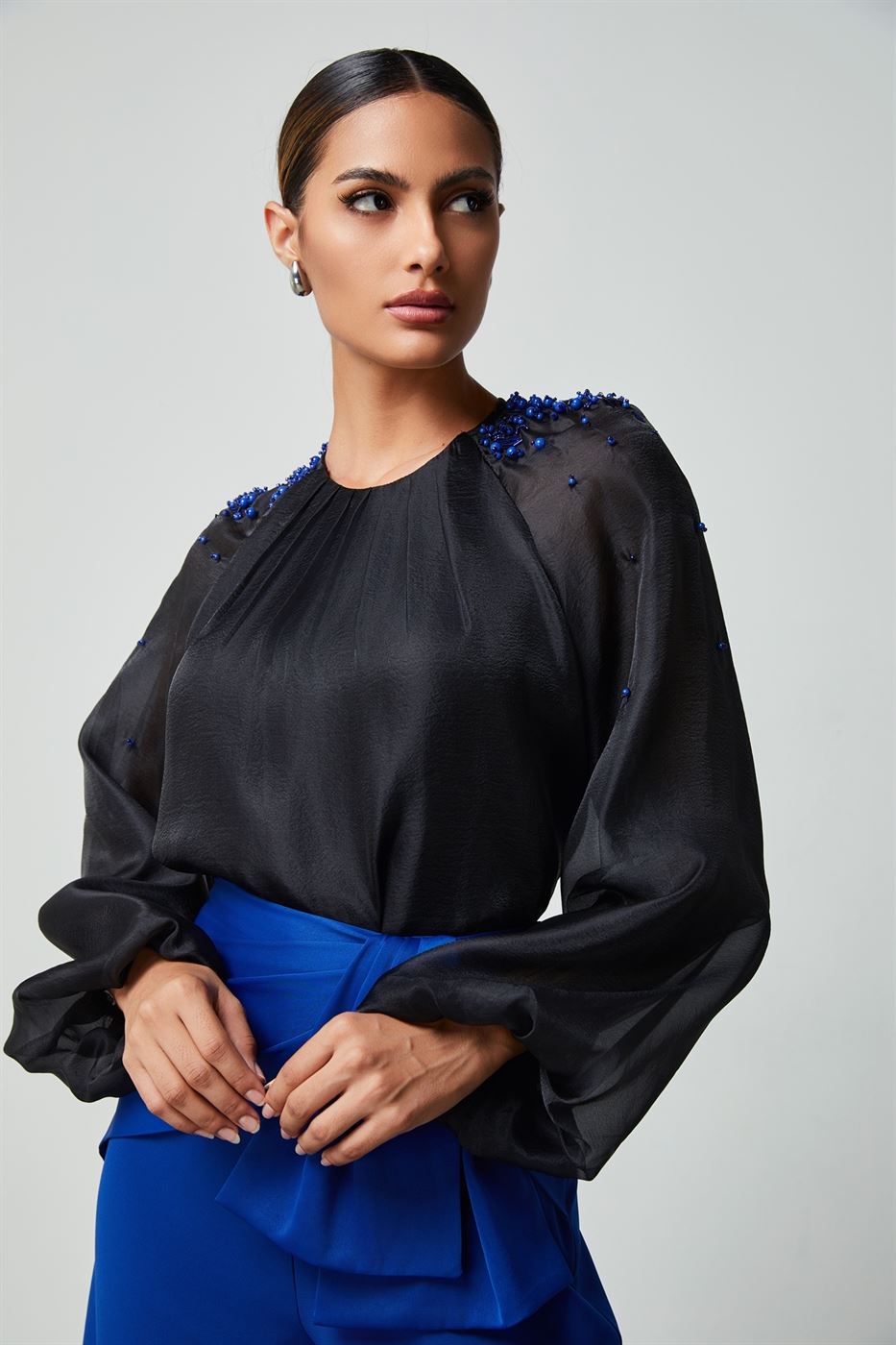 Embellished Shoulders Blouse - Femi9 EG