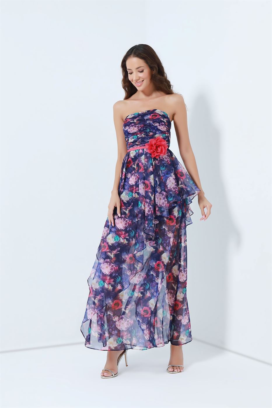 Printed Ruffled Maxi Dress - Femi9 EG