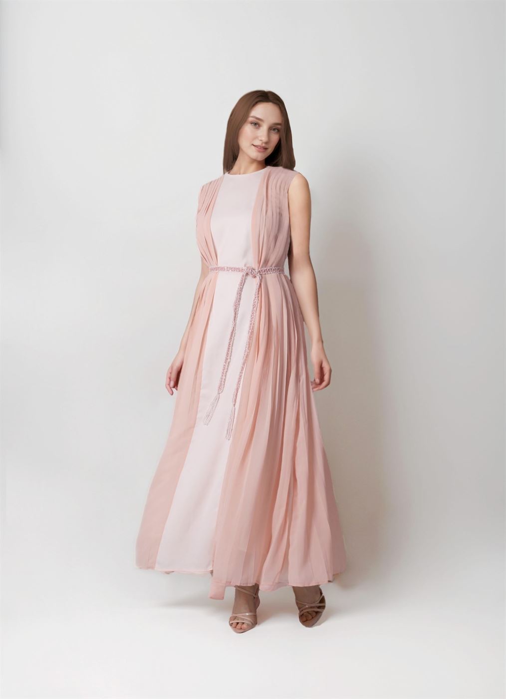 Pleated Kaftan With Contrast Colors - Femi9 EG