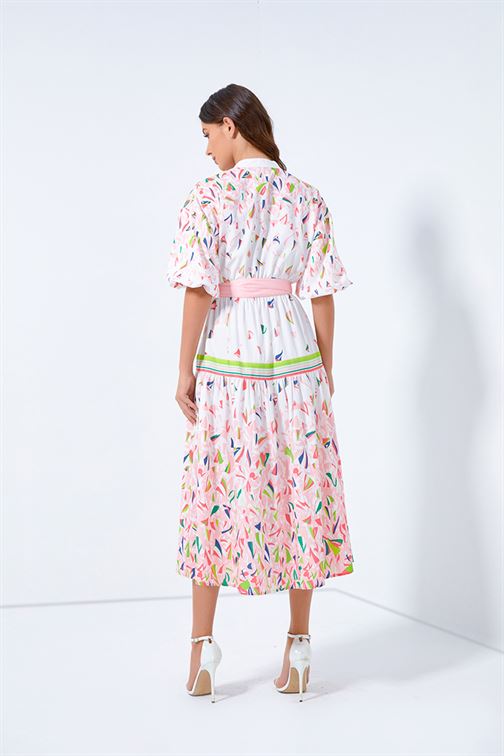 Mixed Print Midi Length Dress - Femi9 EG