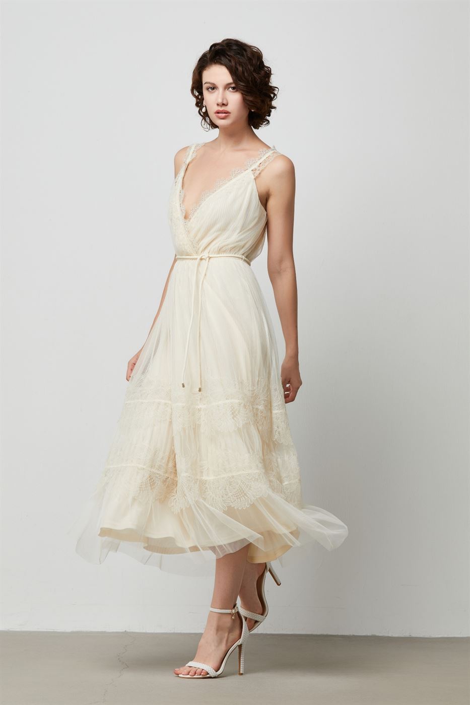 Crossover Front Lace Trimming Dress - Femi9 EG