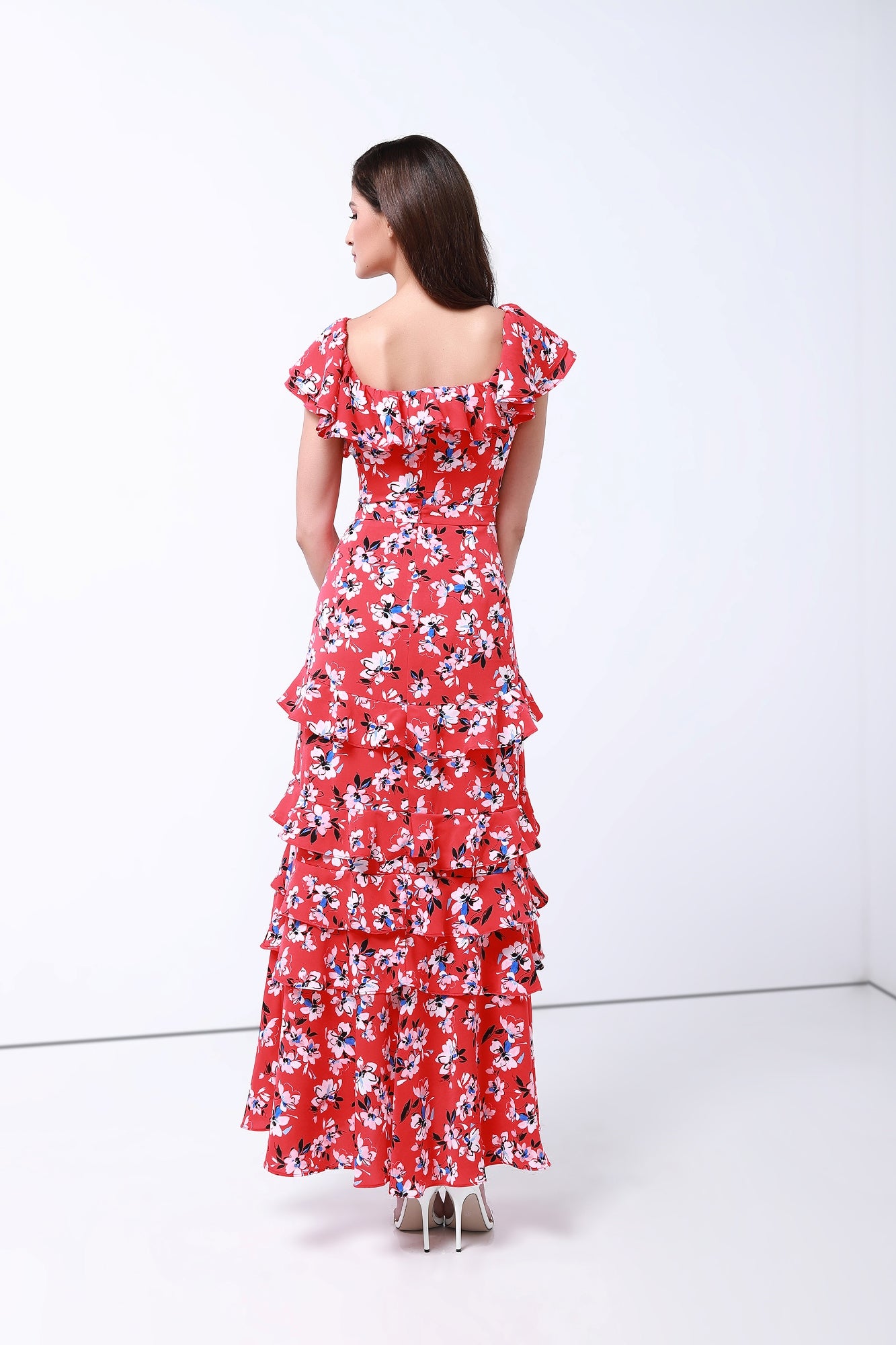 Ruffeled Floral Print Top - Femi9 EG