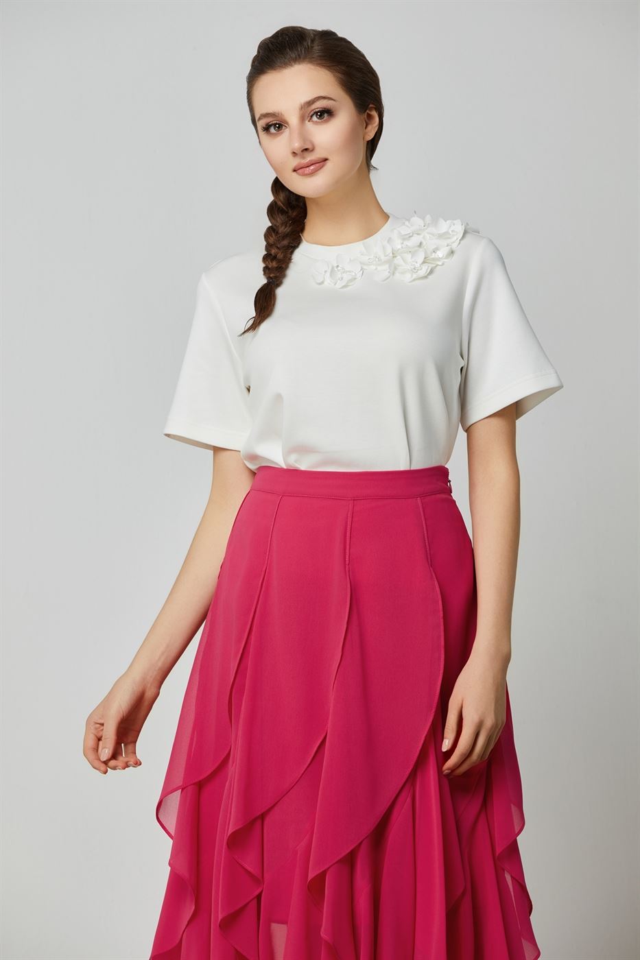 3D Floral Applique T-Shirt - Femi9 EG