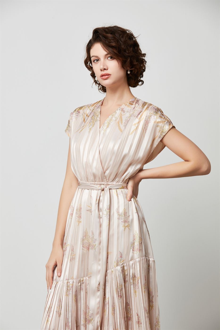 Pleated Satin Dress - Femi9 EG