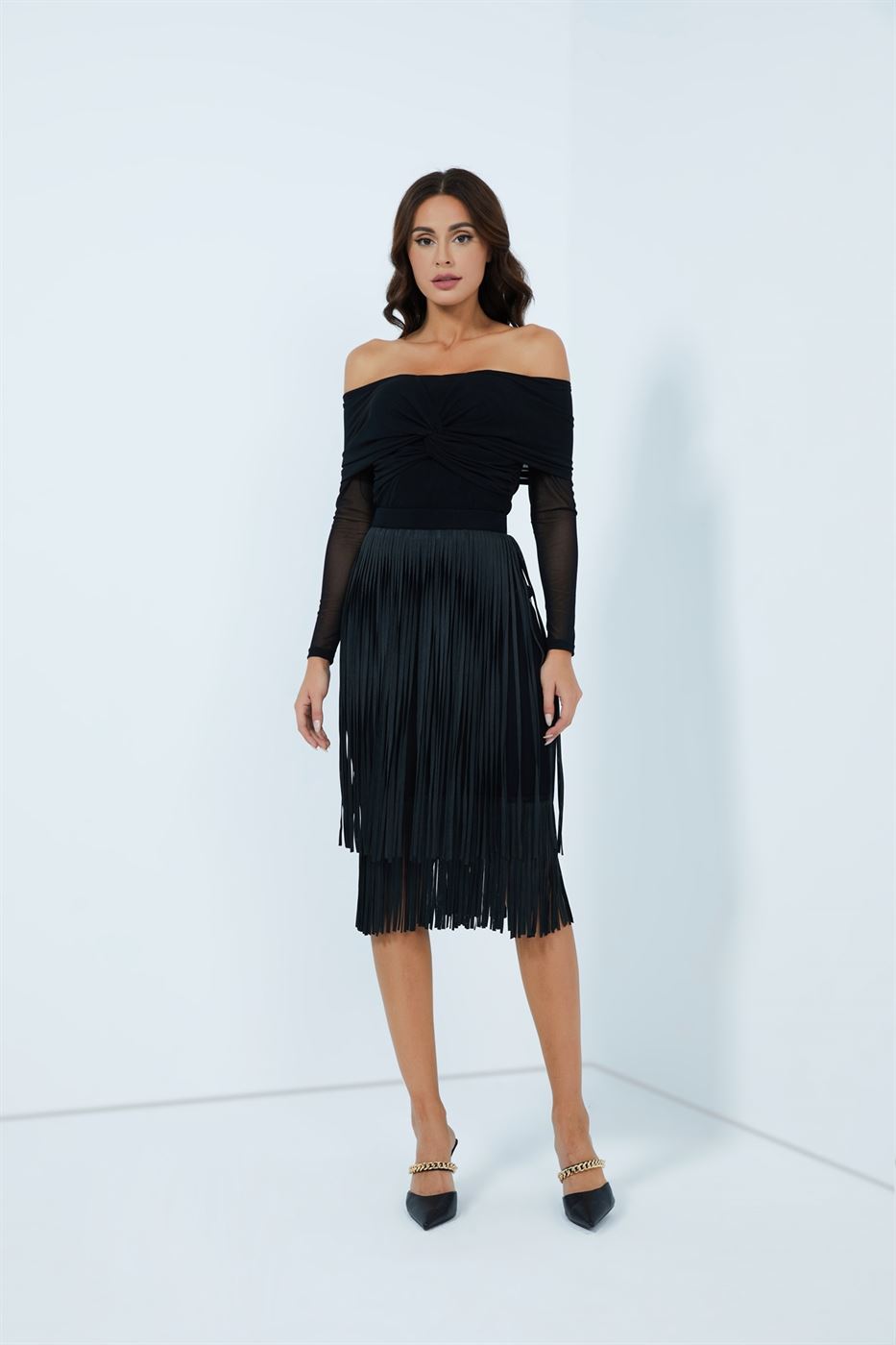 Fringe High-Waist Skirt - Femi9 EG