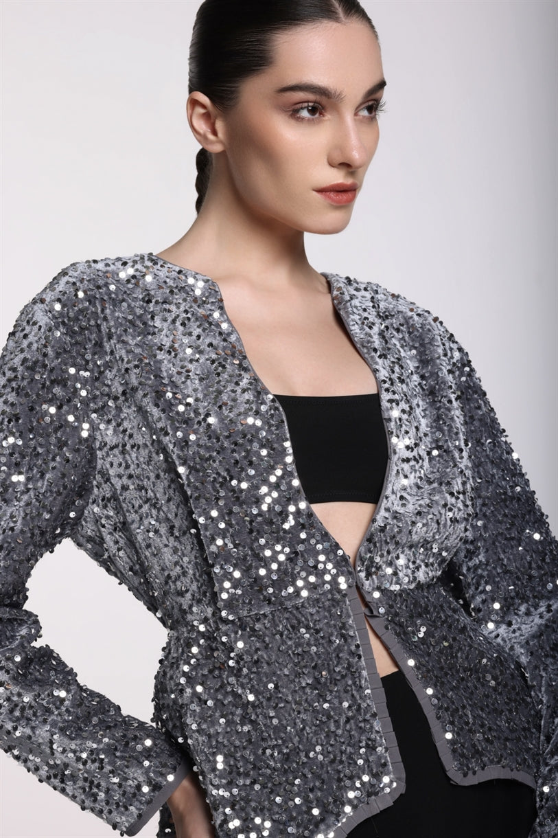 Long Sleeves Sequins Jacket - Femi9 EG