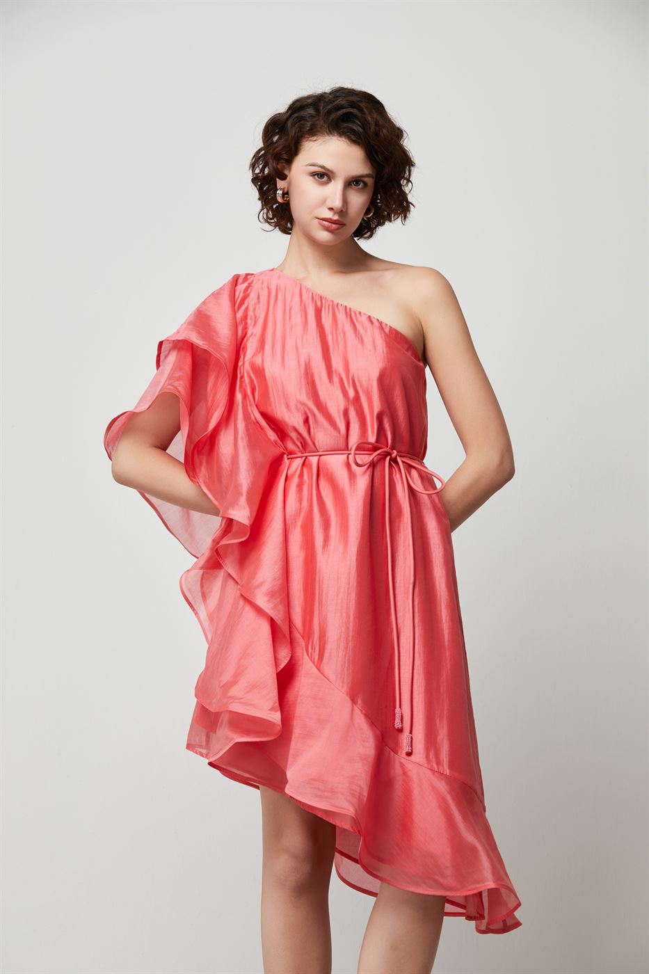 One Shoulder Ruffle Dress - Femi9 EG