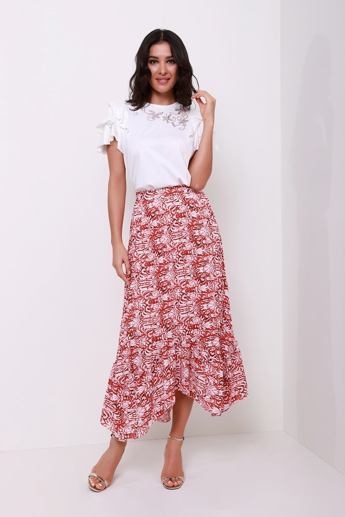 Printed Asymmetrical Skirt - Femi9 EG