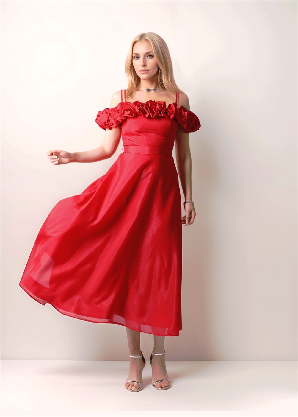 Red Off-Shoulder Dress - Femi9 EG