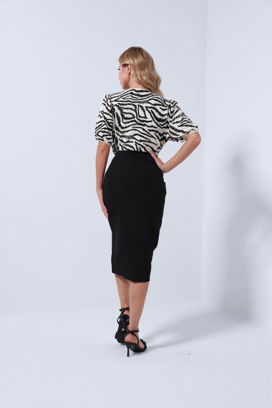 Balloon Sleeves Printed Blouse - Femi9 EG