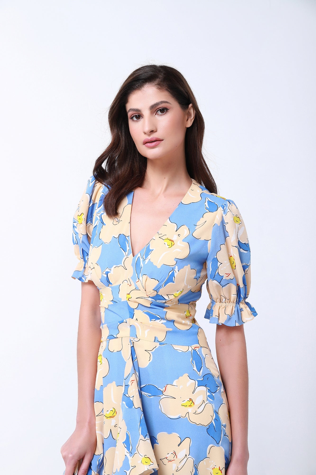 Floral Print V Neck Dress - Femi9 EG