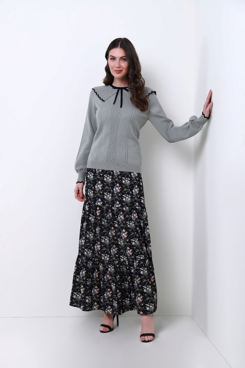 Skirt Navy With Mix Printed - Femi9 EG
