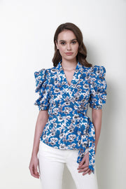 Draped Puff Sleeves Blouse - Femi9 EG