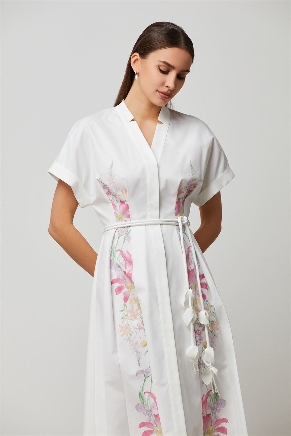 Floral Print Belted Dress - Femi9 EG