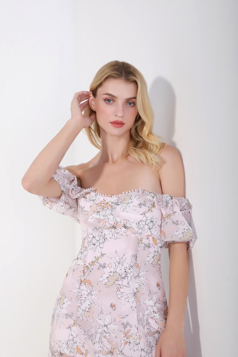 Printed Off Shoulder Dress - Femi9 EG