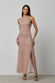 Long Sleeve All Over Printed Mesh Dress - Femi9 EG