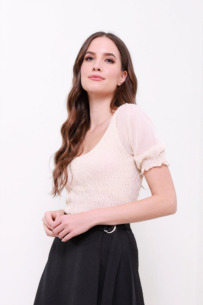 Ruched Midi Sleeves Top - Femi9 EG