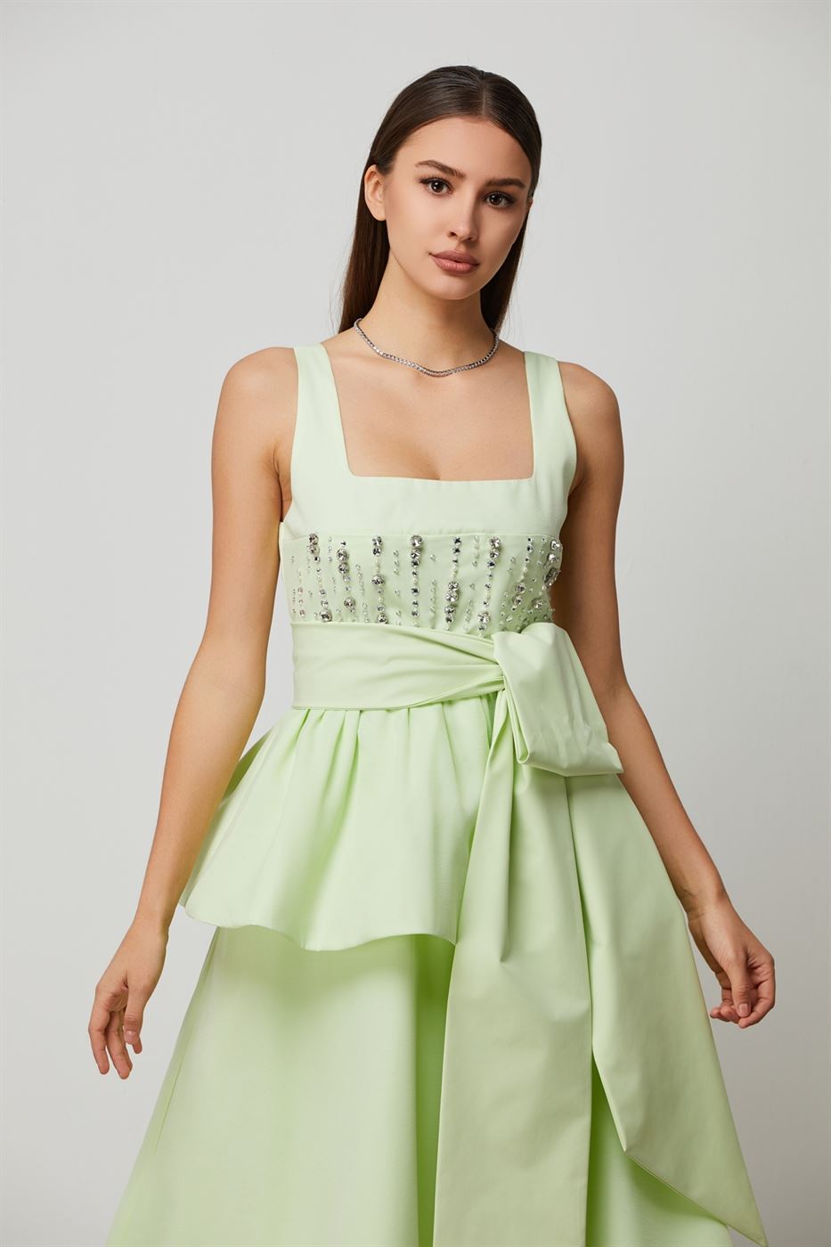 Embellished Self-Belt Dress - Femi9 EG