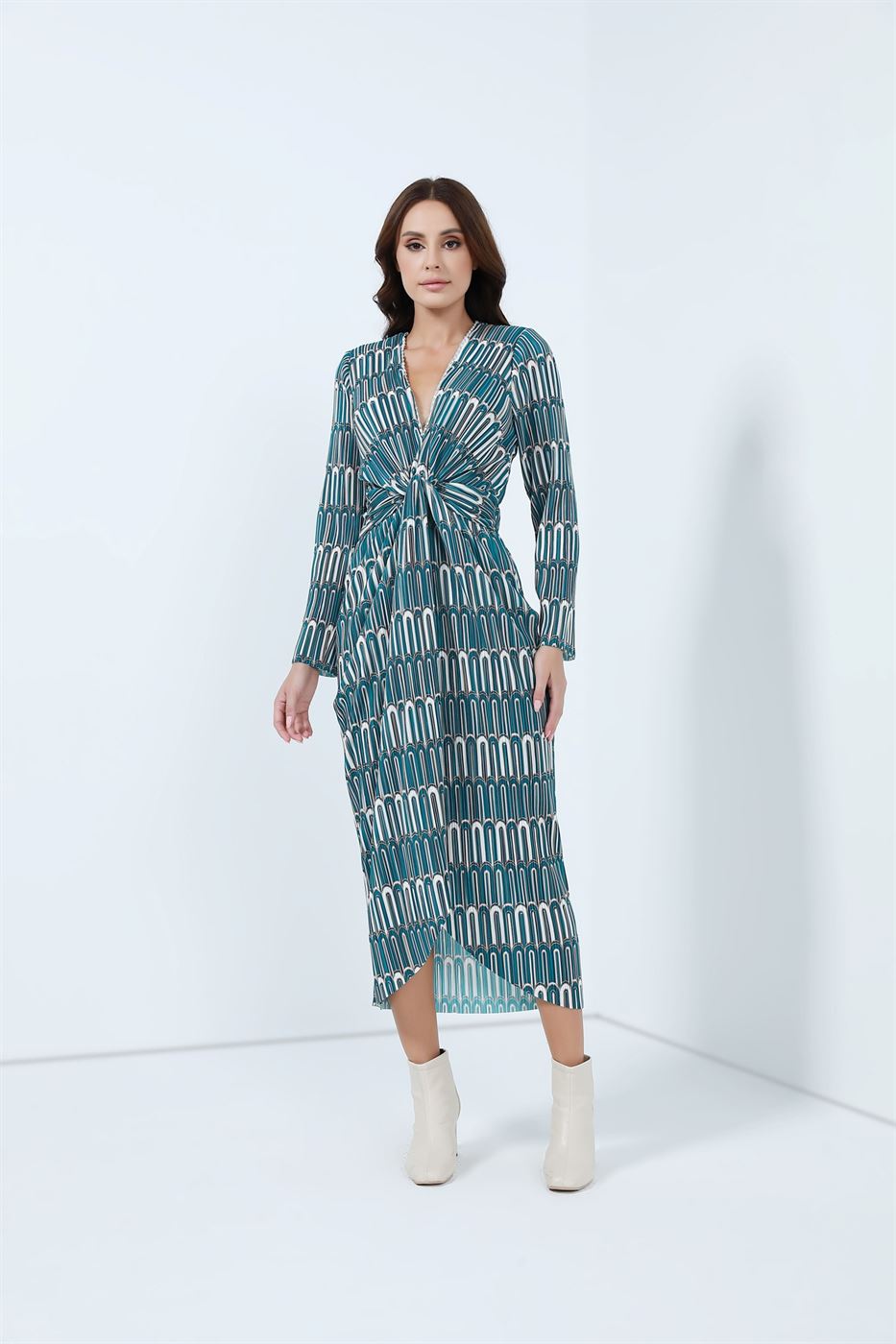 Pleated Printed Dress - Femi9 EG