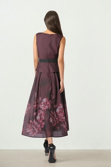 Printed Organza A-Line Dress