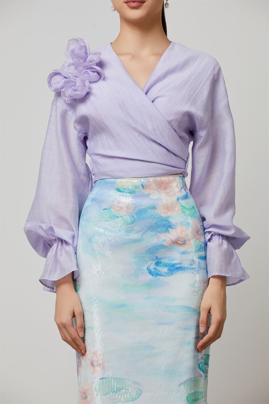 Statement Bow Wrap Blouse - Femi9 EG