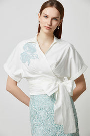 Embellished Wrap Blouse - Femi9 EG