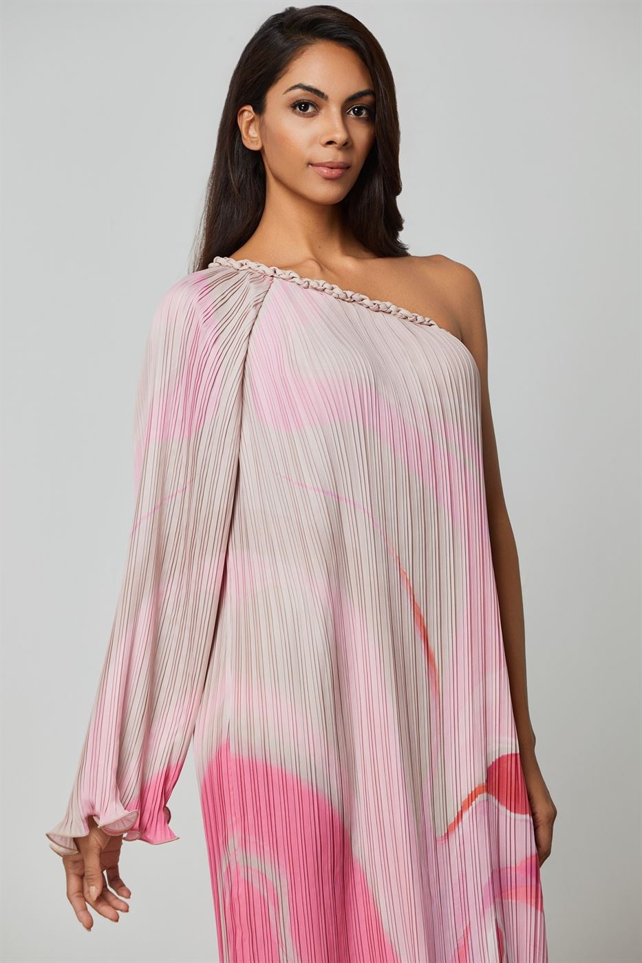 Pleated One-Shoulder Dress - Femi9 EG