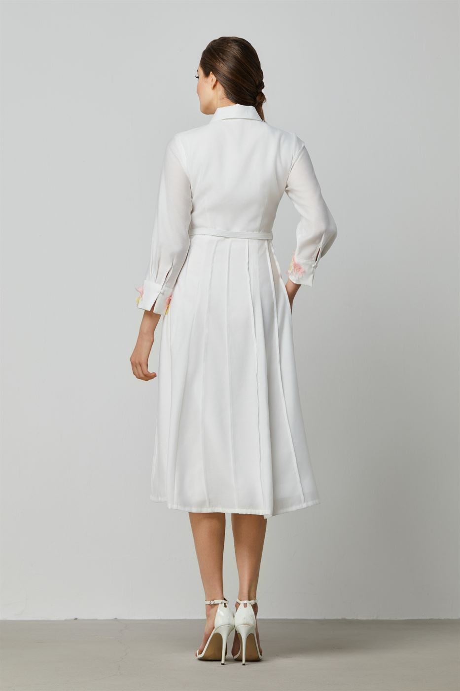 Floral Cuff Belted Midi Dress - Femi9 EG